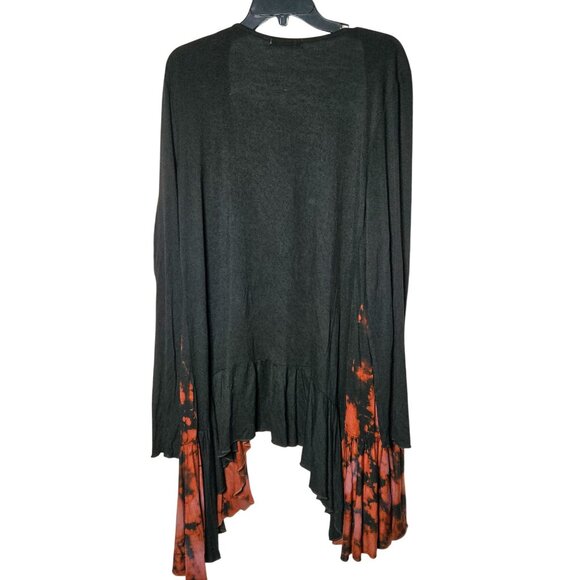 One World Womens Ruffled Tie-Dye Open Front Cardigan Size Large Witchy Grunge - Picture 2 of 8
